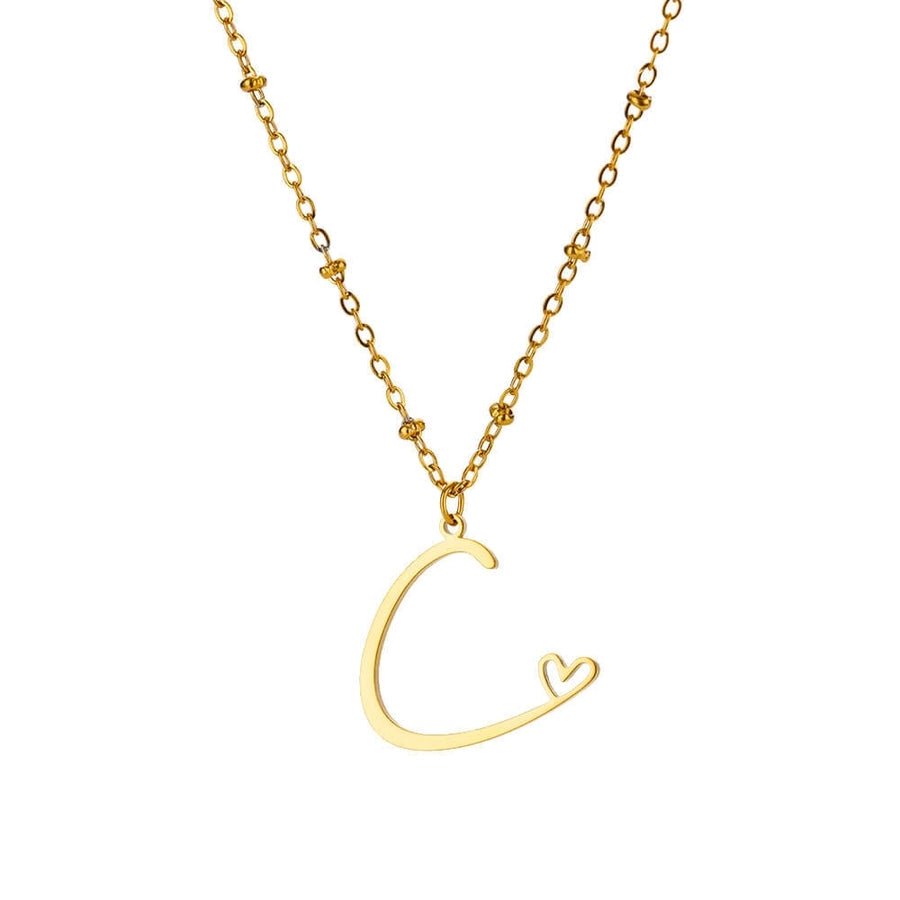 Jewelry IG Style Sweet Letter Heart Shape 304 Stainless Steel Plating Hollow Out Pendant Necklace - Dessentialz