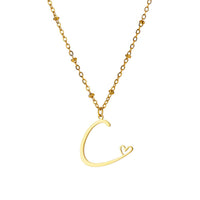 Jewelry IG Style Sweet Letter Heart Shape 304 Stainless Steel Plating Hollow Out Pendant Necklace - Dessentialz