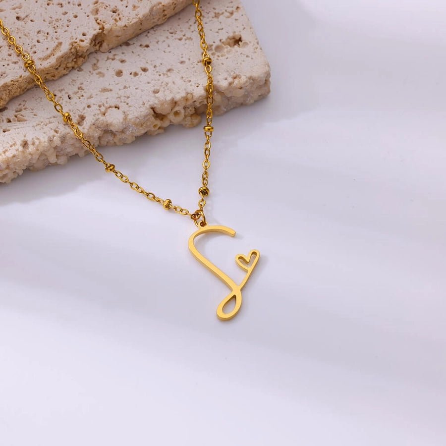 Jewelry IG Style Sweet Letter Heart Shape 304 Stainless Steel Plating Hollow Out Pendant Necklace - Dessentialz