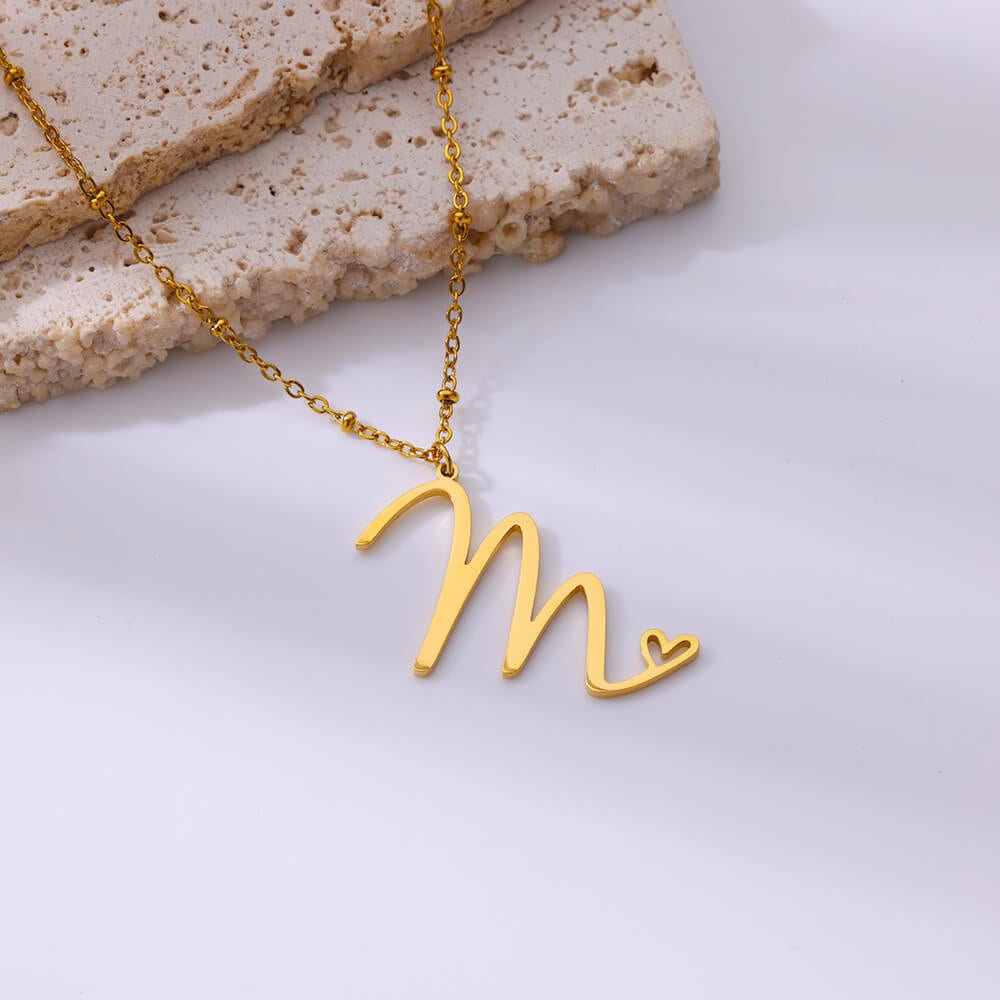 Jewelry IG Style Sweet Letter Heart Shape 304 Stainless Steel Plating Hollow Out Pendant Necklace - Dessentialz