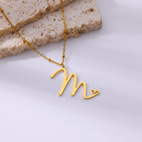 Jewelry IG Style Sweet Letter Heart Shape 304 Stainless Steel Plating Hollow Out Pendant Necklace - Dessentialz