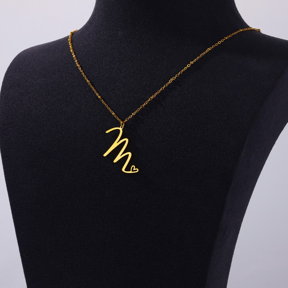 Jewelry IG Style Sweet Letter Heart Shape 304 Stainless Steel Plating Hollow Out Pendant Necklace - Dessentialz