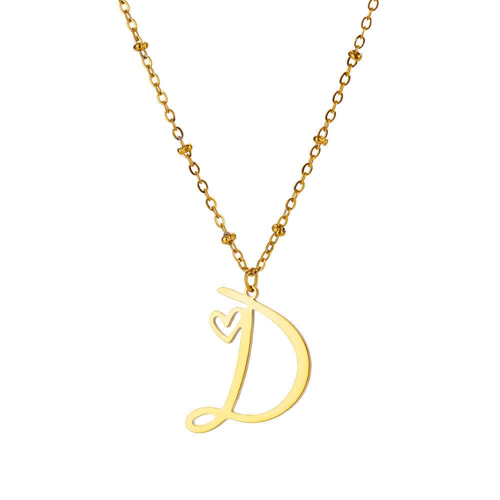 Jewelry IG Style Sweet Letter Heart Shape 304 Stainless Steel Plating Hollow Out Pendant Necklace - Dessentialz