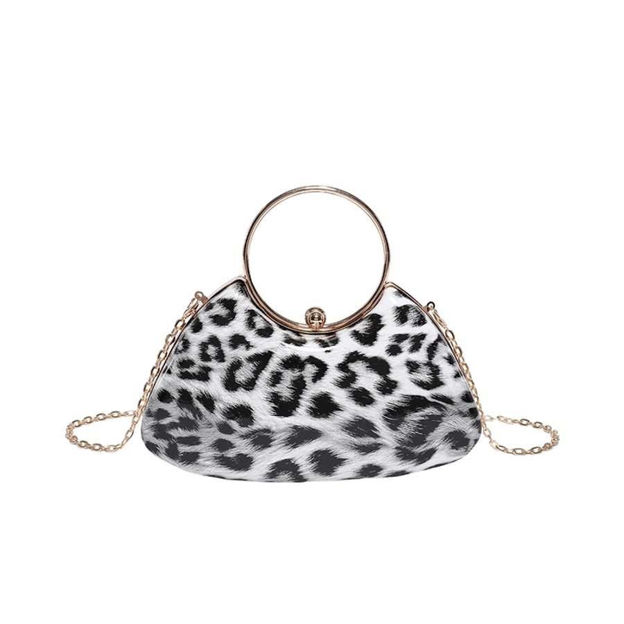 Women's Medium Pu Leather Leopard Streetwear Square Lock clasp Crossbody Bag - Dessentialz