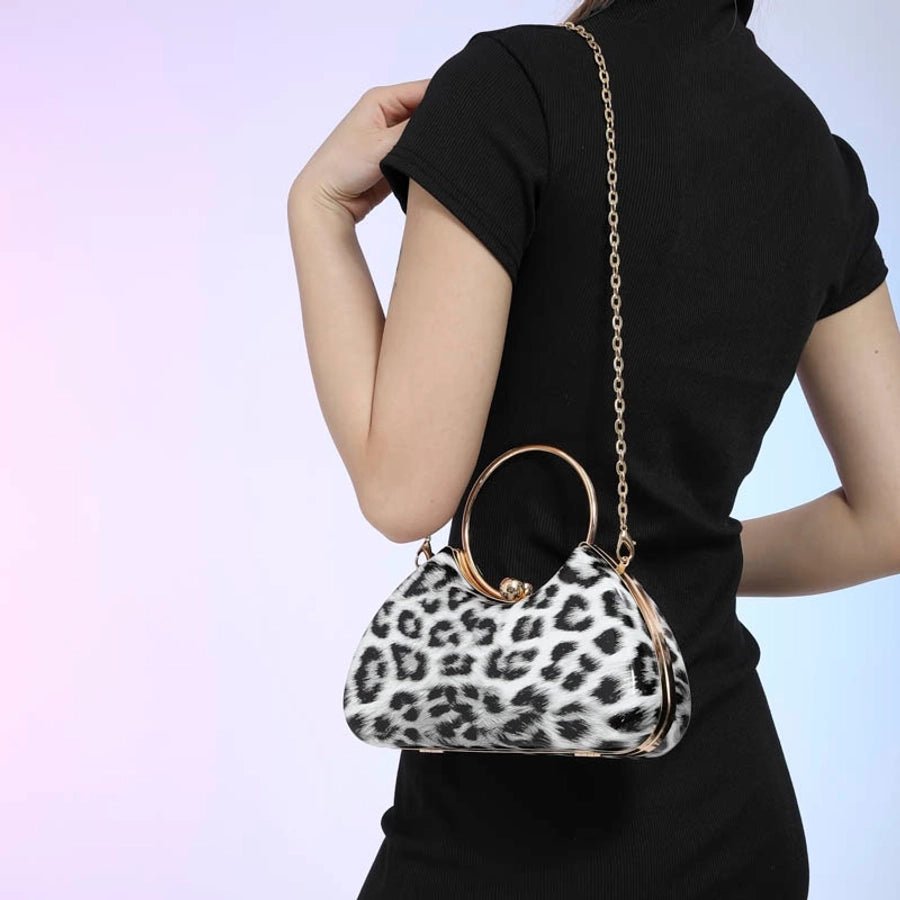 Women's Medium Pu Leather Leopard Streetwear Square Lock clasp Crossbody Bag - Dessentialz