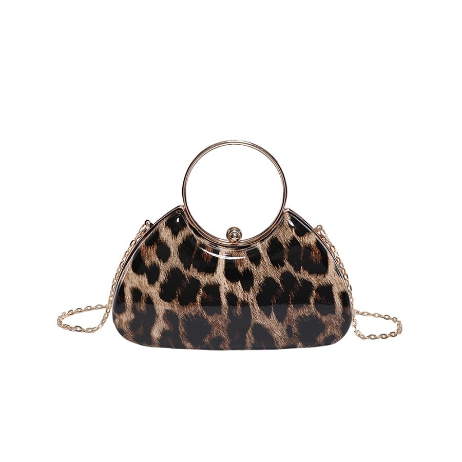 Women's Medium Pu Leather Leopard Streetwear Square Lock clasp Crossbody Bag - Dessentialz