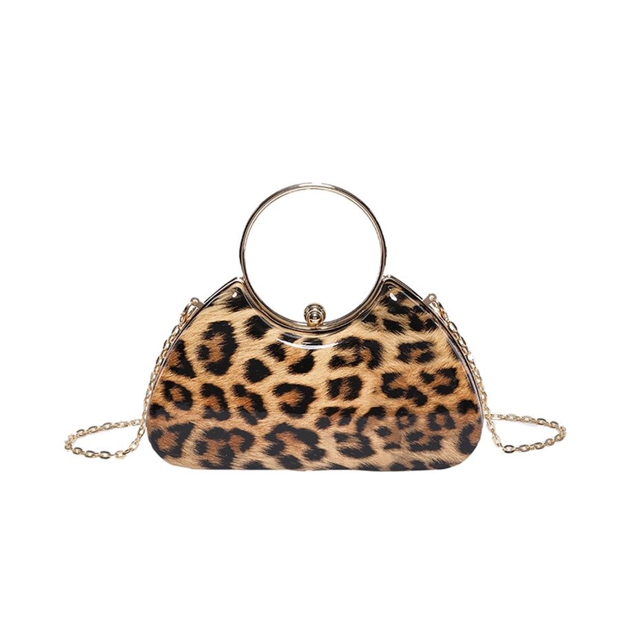 Women's Medium Pu Leather Leopard Streetwear Square Lock clasp Crossbody Bag - Dessentialz